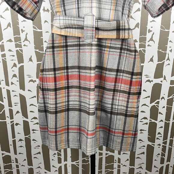 French Connection Plaid Soft Flannel Belted Puff Sleeve Dress 4 - Picture 12 of 12